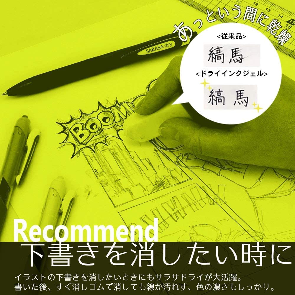 Zebra Sarasa Dry Gel Ballpoint Pack of Pen, 0.4mm, Black, 3, JJS31-BK-3AZ