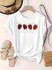Plus Size Round Neck Breathable Cute T Shirts Harajuku Short Sleeve Casual Women's Casual Short Sleeve with Red Strawberry Print