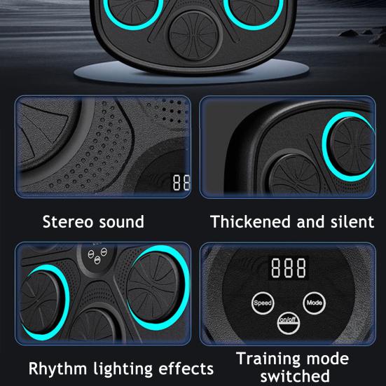 Smart Music Boxing Machine Wall Mounted Speed Modes Adjustable Electronic LED Boxing Training Target Punching Pad Home Gym Workout Equipment