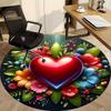 1pc Heart Flowers Chair Carpet for Office Non Slip, Machine Washable Rug for Office, Room Holiday Decor for Christmas, Birthday Polyester