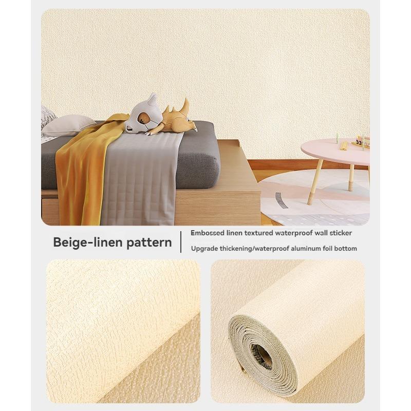 White 3D Wall Sticker Linen Texture Thicken Self-Adhesive Waterproof Wallpaper For Bedroom Wall Home Decoration Anti-collision