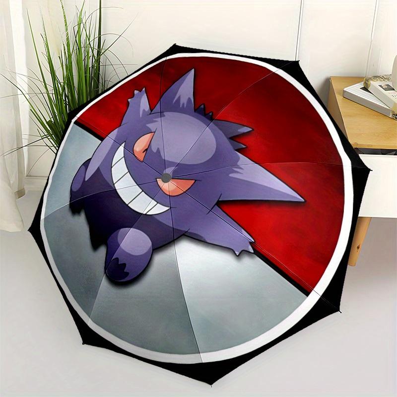 Pokemon Genga Automatic Folding Umbrella with Sturdy Iron Frame, Portable Compact Travel Umbrella All-Season Use Parties009