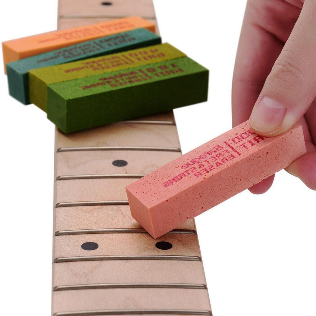 Guitar Fret Erasers Fret Polishing Abrasive Rubber Block, Fret Cleaning Polish Kits for Fretwire String, Set of 5 Grits