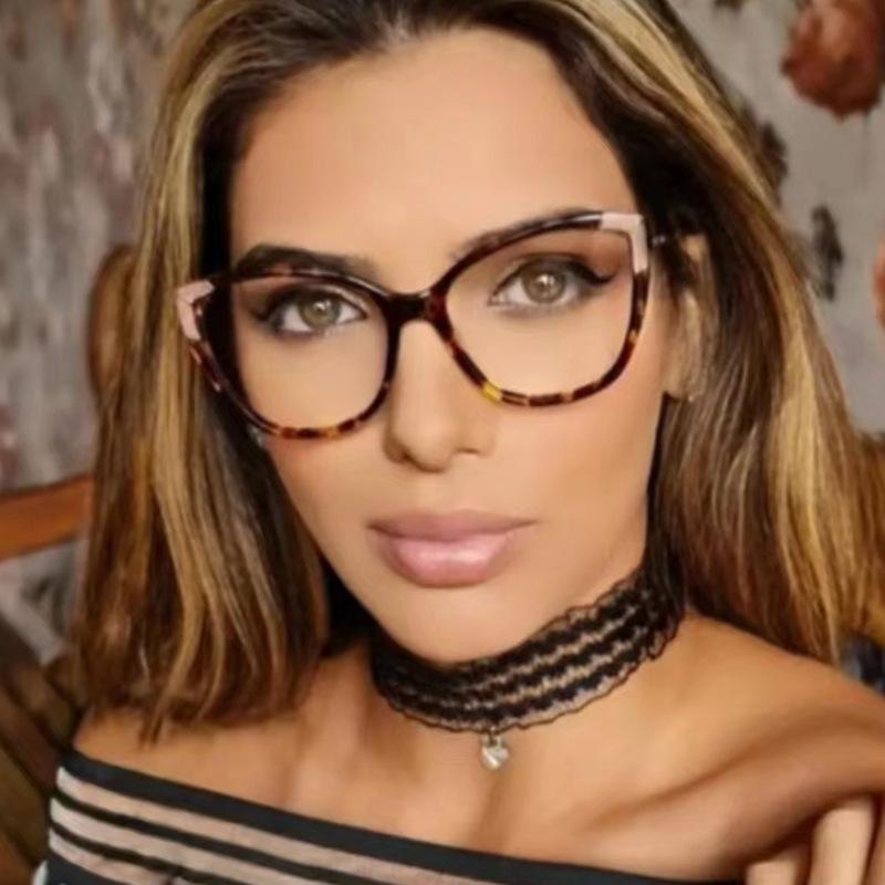 New Arrival Floral Cat Eye Oversized  Women'S Glasses Frame Short Sight Eyewear 0 -0.5 -1 -1.25 -1.5 -1.75 -2.0 To -6