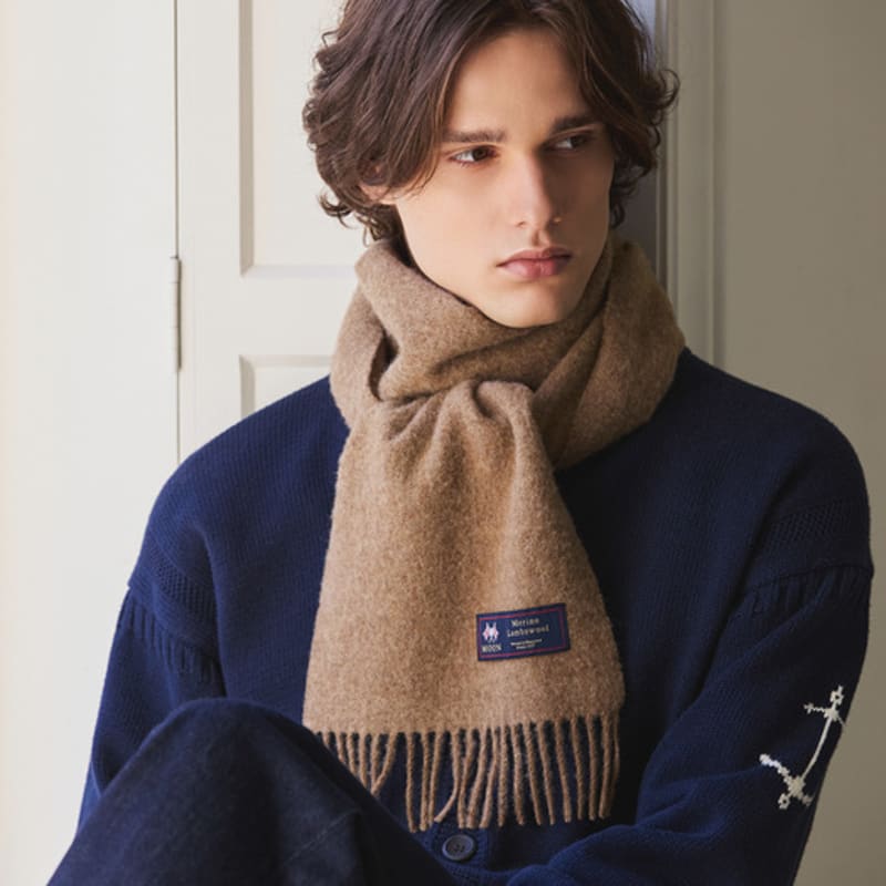 ABRAHAM MOON Merino Wool Muffler 25cm - Camel