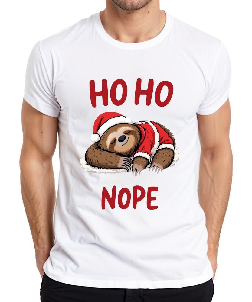 Ho Ho Nope Sloth Santa Hat Sleeping Funny Gift Unisexs Tshirt