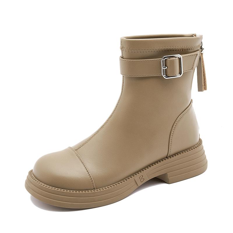 

Upgraded version! Korean version of elastic platform short boots for women 2025 new British style Martin boots rear zipper thin boots for women 40
