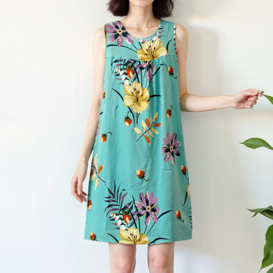 Summer Middle-Aged and Elderly Cotton Silk Nightgowns Pajamas Women's Dresses Large Size Mother's Casual Nightgowns Homewear