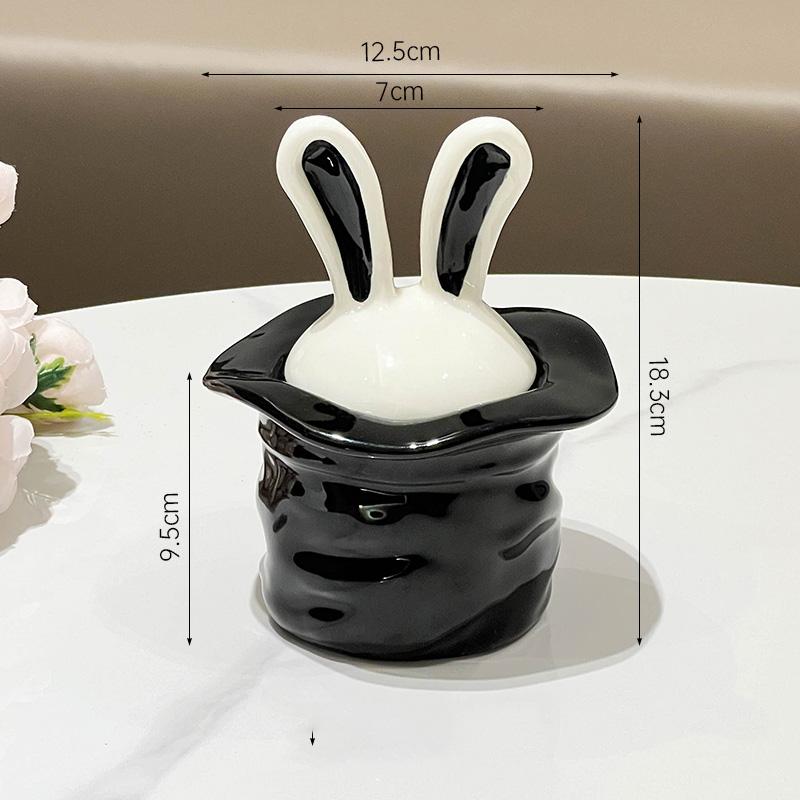 Rabbit Ear Ceramic Jar Kitchen Coffee Bean Tea Storage Jars Children Snack Storage Jar Bedroom Dressing Table Accessorie Bottles