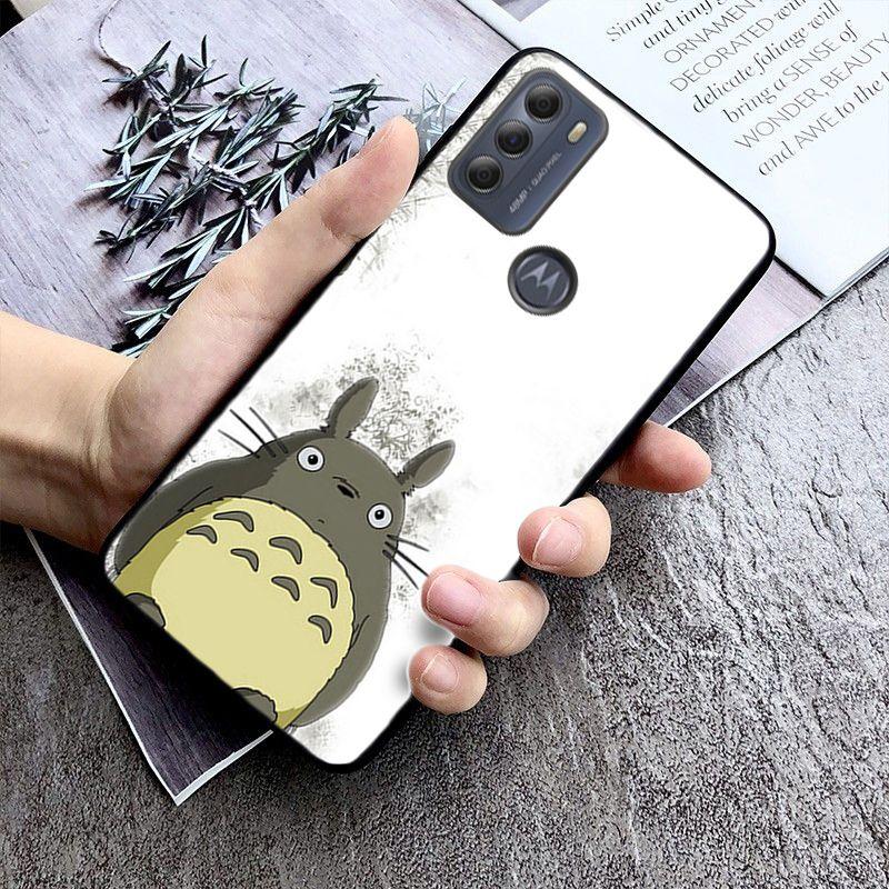Cartoon Happy Totoro Cat Case for Motorola Moto EDGE 20pro 20lite E6 E7 Cover G STYLUS GPLAY GPOWER G 5G PLUS G30 G100 Coque