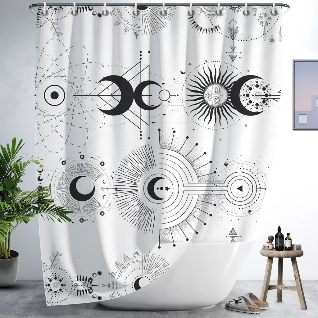 Constellation Fabric Shower Bath Curtain Blush Sun And Moon Phrase Modern Abstract Mysticism Waterproof Bathroom Accessories