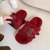 Thick-soled Fluffy Slippers Women Wear 2025 Autumn and Winter New Plush Shoes Go Out Internet Celebrities Soft-soled Cotton Drag Tide