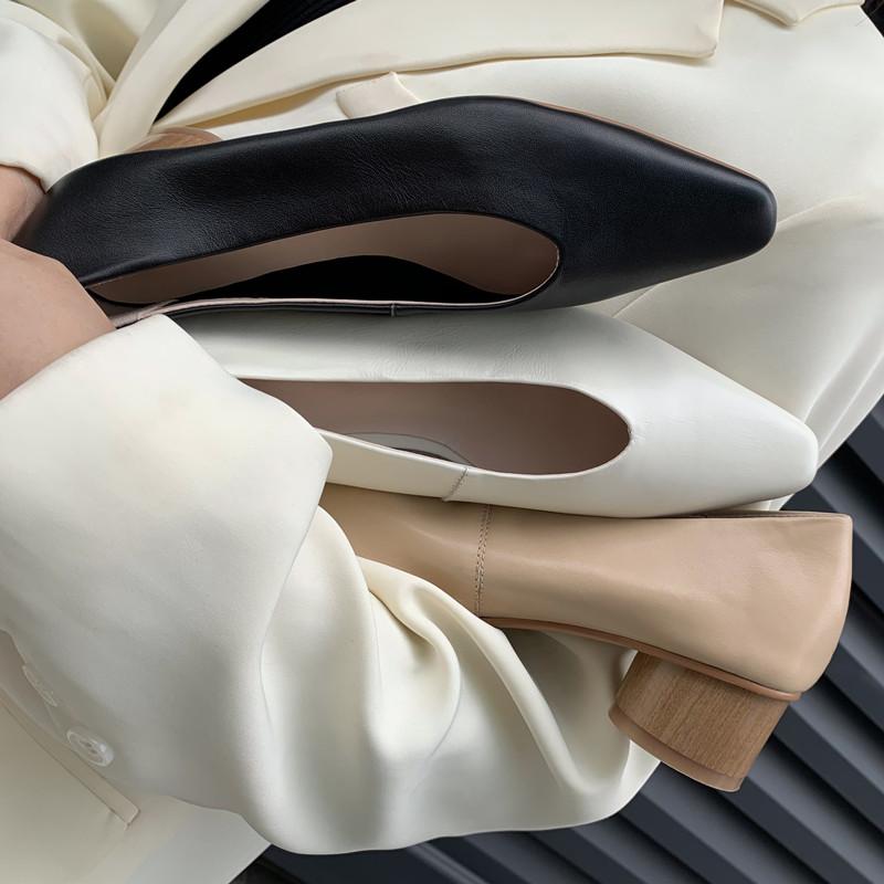 2024 New Hot Women Genuine Leather Shoes Genuine Leather Women Pumps Shallow Mouth Single Shoes High Heels 3cm Heels for Women
