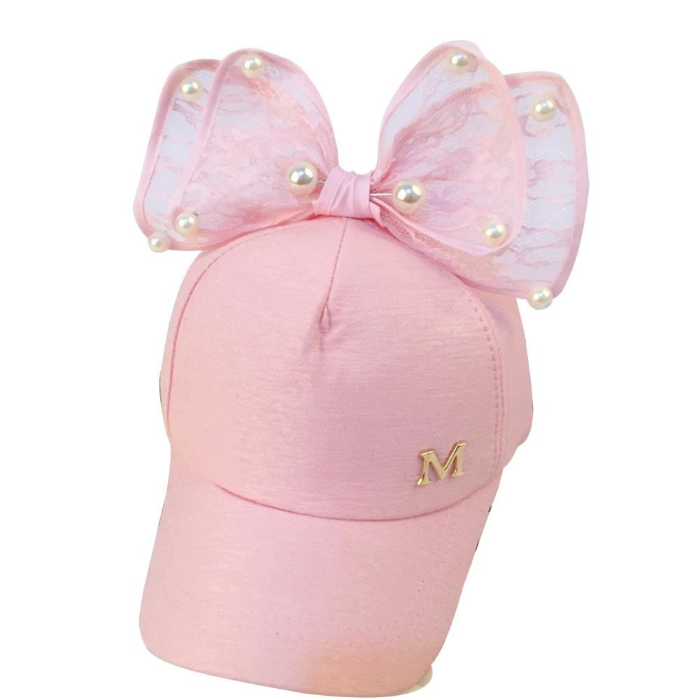 Girl Fashion Pearl Sun Hat Baseball Cap Creative Bowknot Hip Adjustable Hat