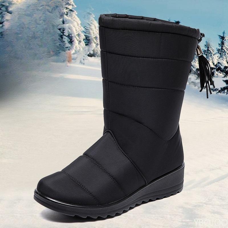 Fashion Winter Boots for Women Warm Waterproof Winter Boots Mid Calf Simple comfortable versatile casual Women's Boots