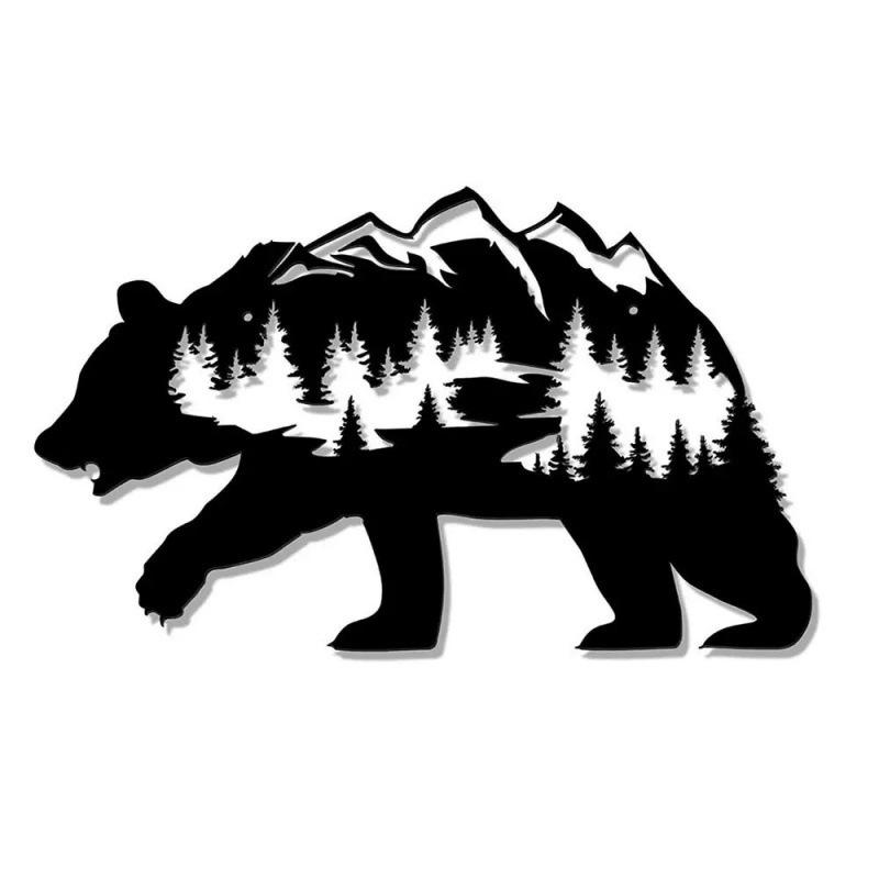 Mountain View Laser-Cut Black Iron Silhouette Wall Decoration