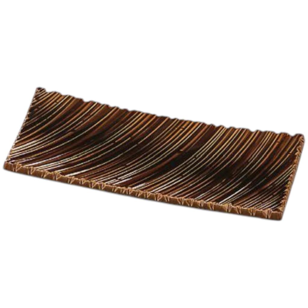 Premium Nigiri Sushi 27cm Shinogi Wave Carved Plate with Ame Made in Japan J-Kitchens Plate, Glaze, Shatter-Resistant,