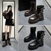 Low Tube Big Head Thick Sole Thick Heel Retro Cowboy Boots Autumn and Winter Side Zipper Female Knight Martin Short Boots