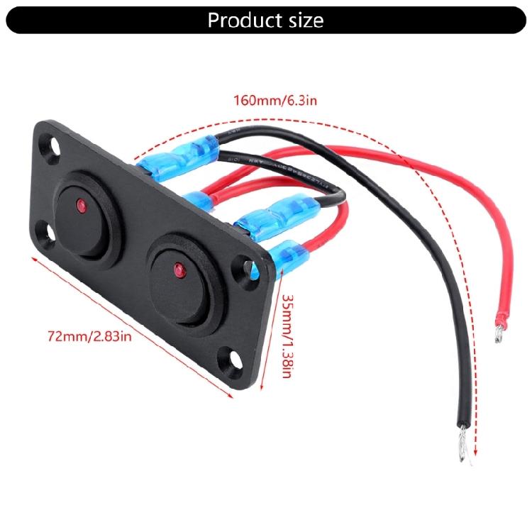 Multifunctional Space Saving 20A 12V Red LED Toggle Switch Panel for Car Truck Motorhomes and Marine Electrical Systems