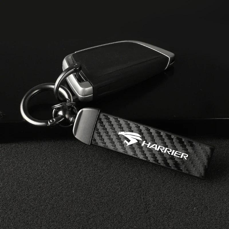 Car Carbon Fiber Style Keychain Microfiber Leather Key Chain For Toyota Harrier 30 60 80 XU30 XU60 XU80 2022 2023 Accessories