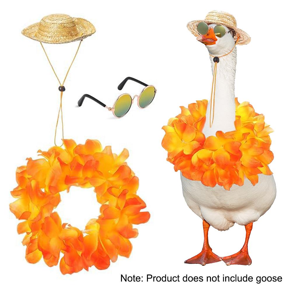 Summer Porch Goose Outfits Decorative Lawn Goose Statue Clothes Funny Goose Clothing with Sunglasses for Holiday Garden Lawn