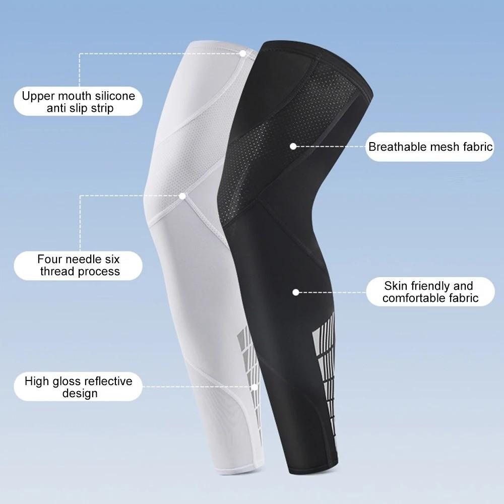 1 Pair UV Protection Full Length Leg Sleeves Sports Compression  for Men Women, Running, Basketball