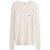 Calvin Klein Casual Commuter Embroidered V-Neck Cable Knit Sweater Unisex Sweater Milk-White J326795-YBI