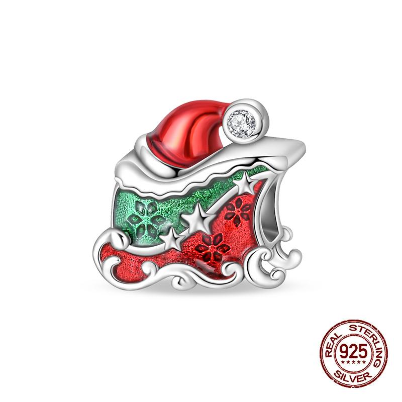 Winter Charms Copper Elk Bear Santa Claus Charms Beads Fit Original Bracelets For Women Diy Festival Jewelry Gifts