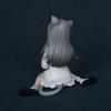 Nachoneko Seated Anime Cat Girl Figure Cute Cat Ear Gray Hair Eating Fish PVC Collectible Figure Desktop Ornament For Anime Fans