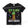 Miner Crafting Number T-shirt Pixels 1-9 Birthday Party Supplies Short Sleeve Tee Boys Girls Summer Clothing Simple Base Tshirt