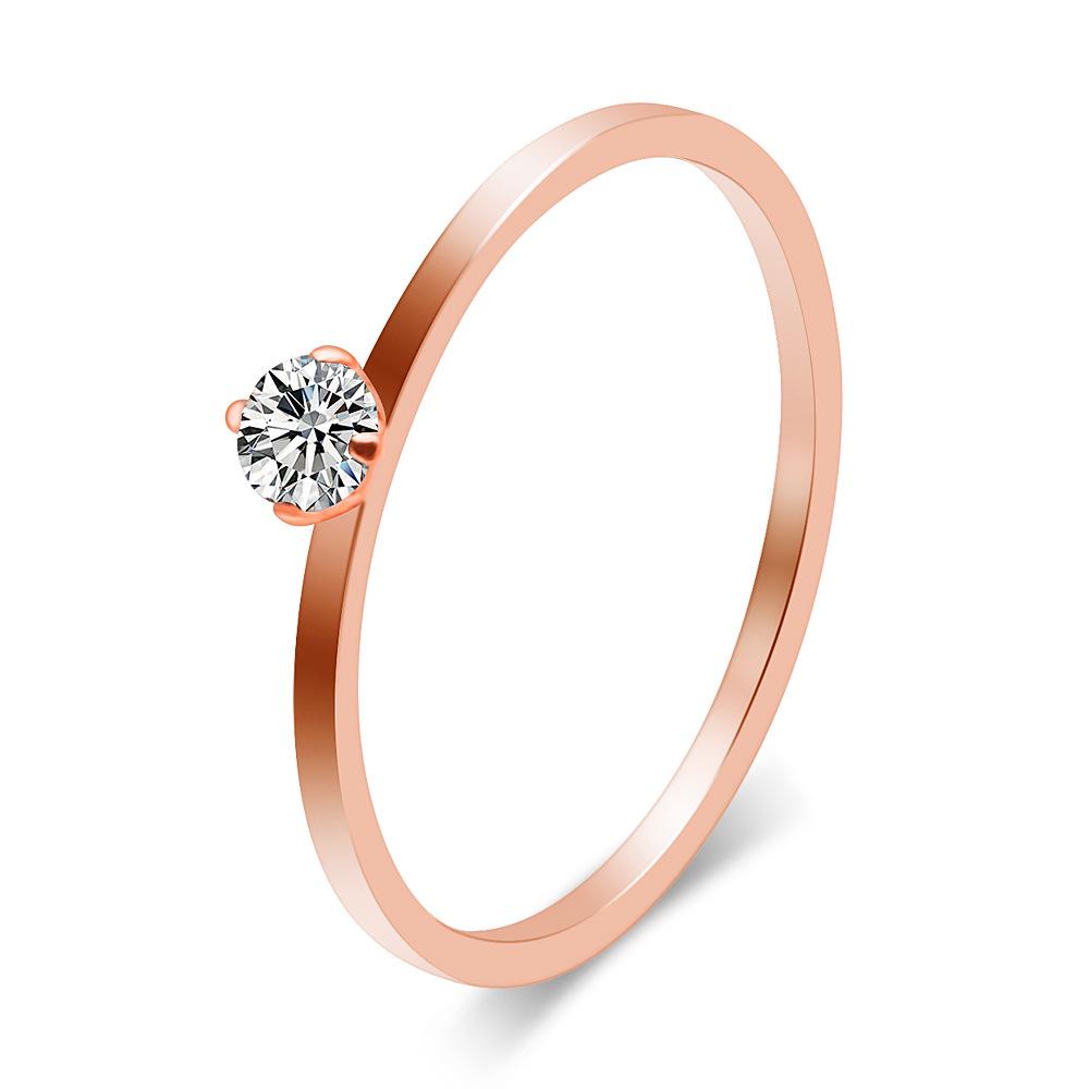 European-American Simple 1MM Stainless Steel Tri-Color Diamond Ring, Versatile Student Fashion Accessory