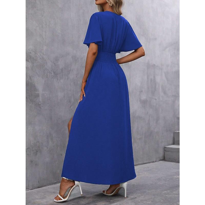 DAFIFY Dámská móda Léto Jaro Jednobarevný potisk Neformální šaty s krátkým rukávem a výstřihem do V s vysokým pasem