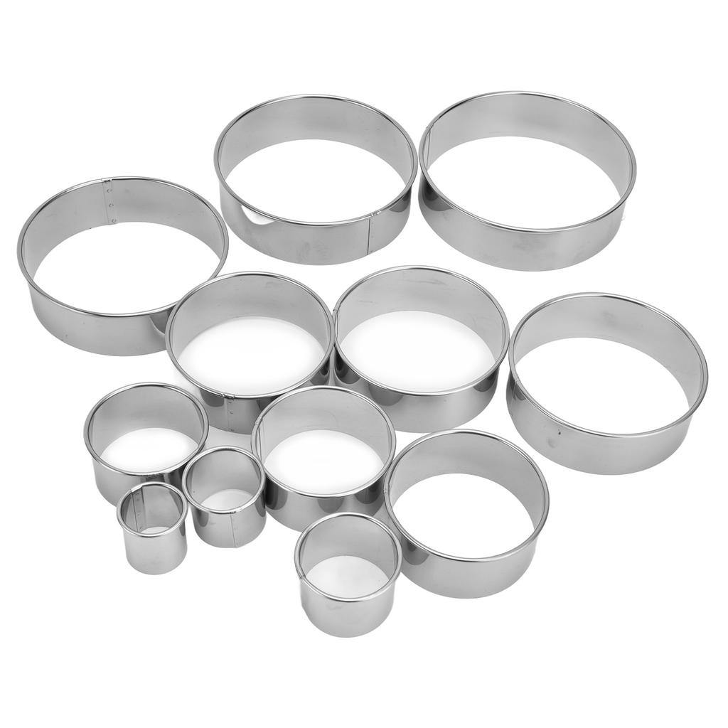12pcs Portable Round Cookie Molds Mousse Cake Ring Mould Stainless Steel Baking Accessories