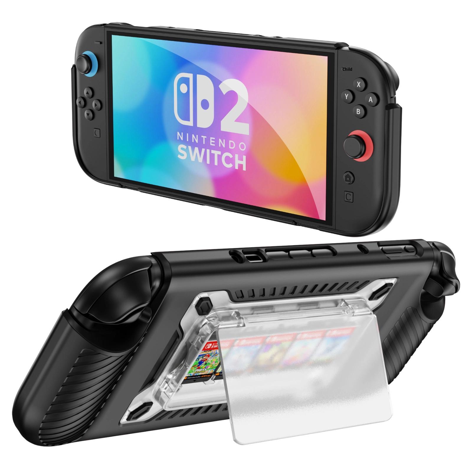 Factory New Anti-Fall Anti-Slip Protective Case for Switch2 Card Slot Bracket Game Case Cross-Border Spot Game Hand Held Case чёрный