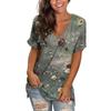 Summer V-neck 3D Coconut Tree Flowers Printed Top Fashionable Casual Short Sleeved Women's T-shirts