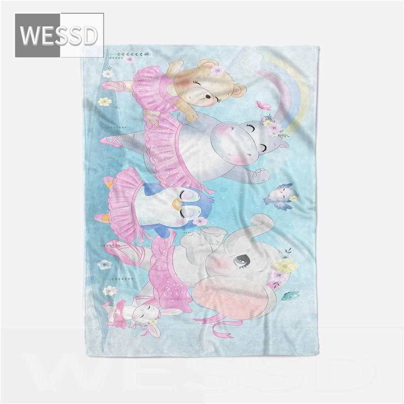 Kawaii Children Cartoon Blanket Animal Flannel Fleece Blanket Super Soft Nordic Bed Cover Bedspread Cute Gift