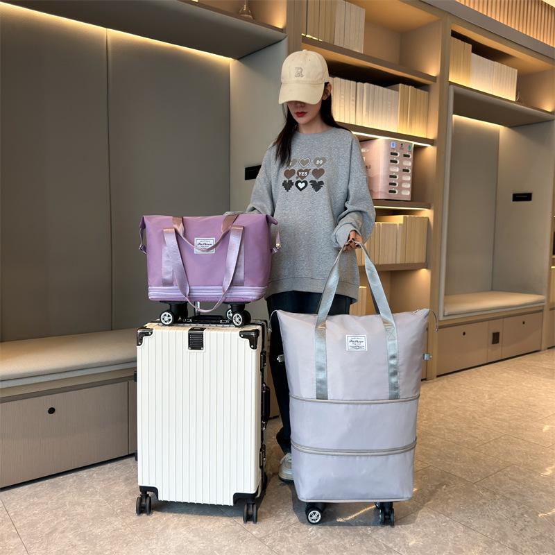 Universal Lightweight Travel Bag with Wheels, Wet/Dry Separation, Large Capacity for Gym, Yoga, or Hospital Use.