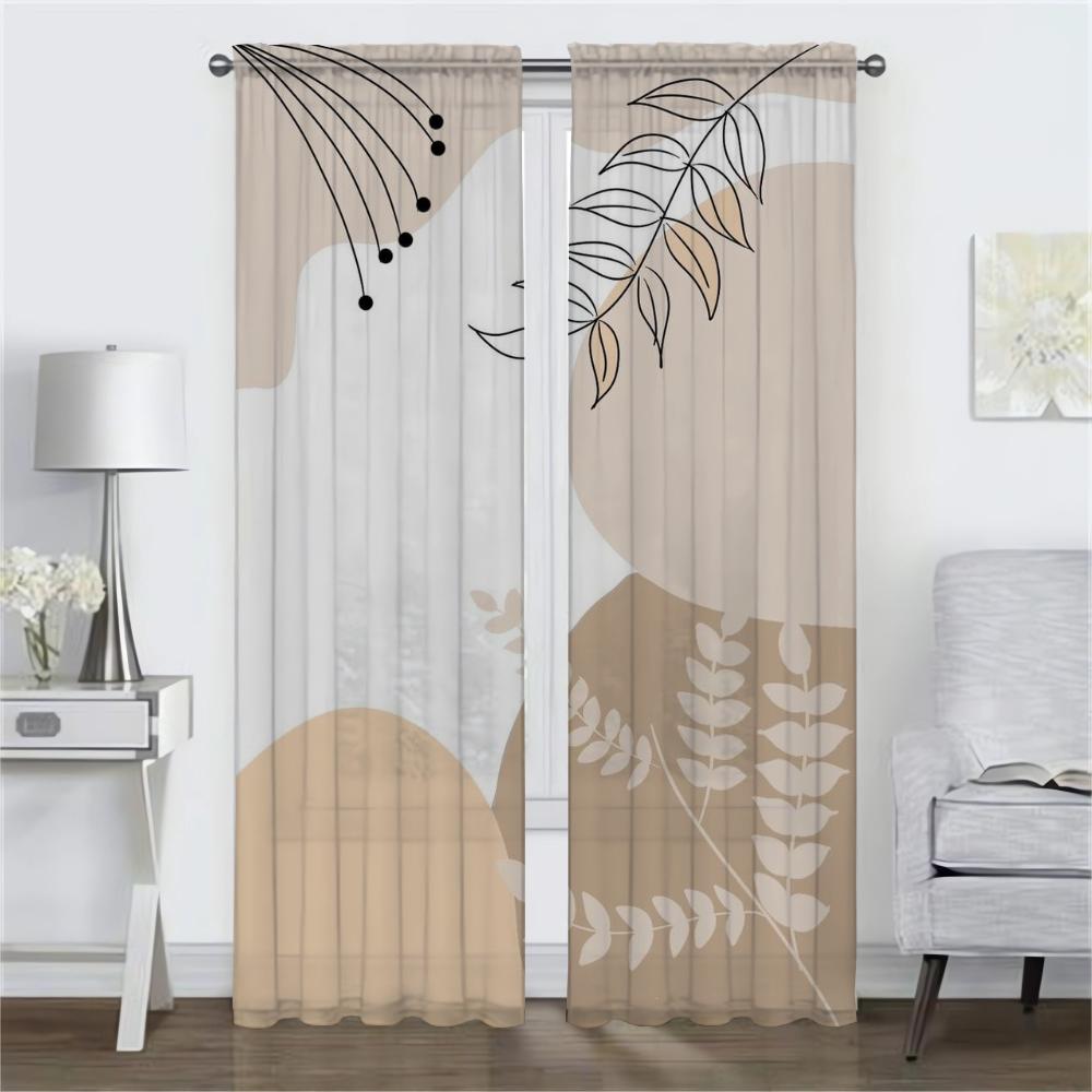 Concise Style Plants Partition Blackout Curtains for Living Room Curtain Tulle for Bedroom Shades Kitchen Curtains 2 Pieces Home