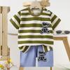 Set di Abbigliamento Estivo per Bambini Set T-shirt a Maniche Corte con Stampa di Animali Cartoni Animati Pantaloncini 2 Pezzi per Bambini e Bambine Morbido Cotone Abbigliamento Casual Quotidiano per Bambini