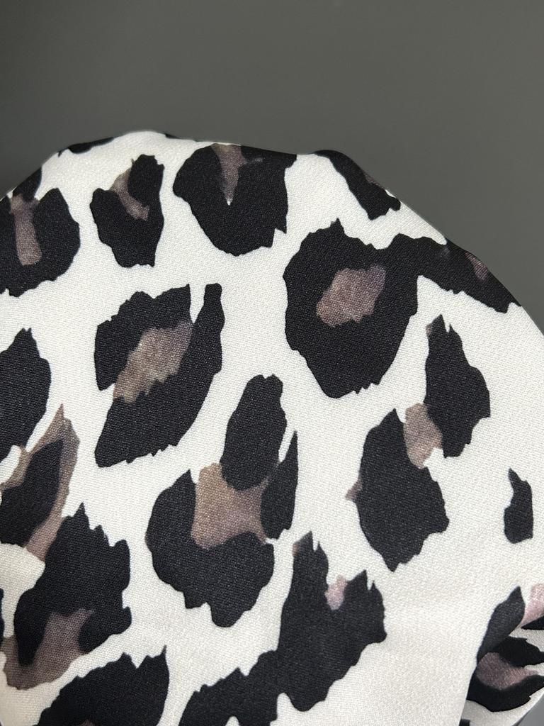 Women's Casual Leopard Print Color Blocked Edge Open-Front Metal Button Coat Jacket