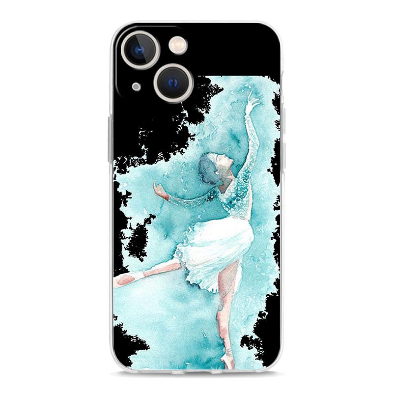 Simple Swan Dance Ballet Luxury Phone Case For iPhone 15 16 14 13 12 11 Pro Max XS X XR SE 7 8 Plus TPU Clear Lens Protect Cover