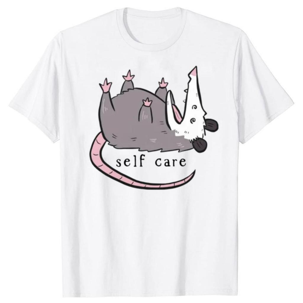 Opossum Self Care Funny Animal Tshirt High Quality Fashion Oversized Short Sleeve Tshirts Unisex Casual Pure Cotton T Shirts