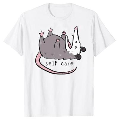Opossum Self Care Funny Animal Tshirt High Quality Fashion Oversized Short Sleeve Tshirts Unisex Casual Pure Cotton T Shirts
