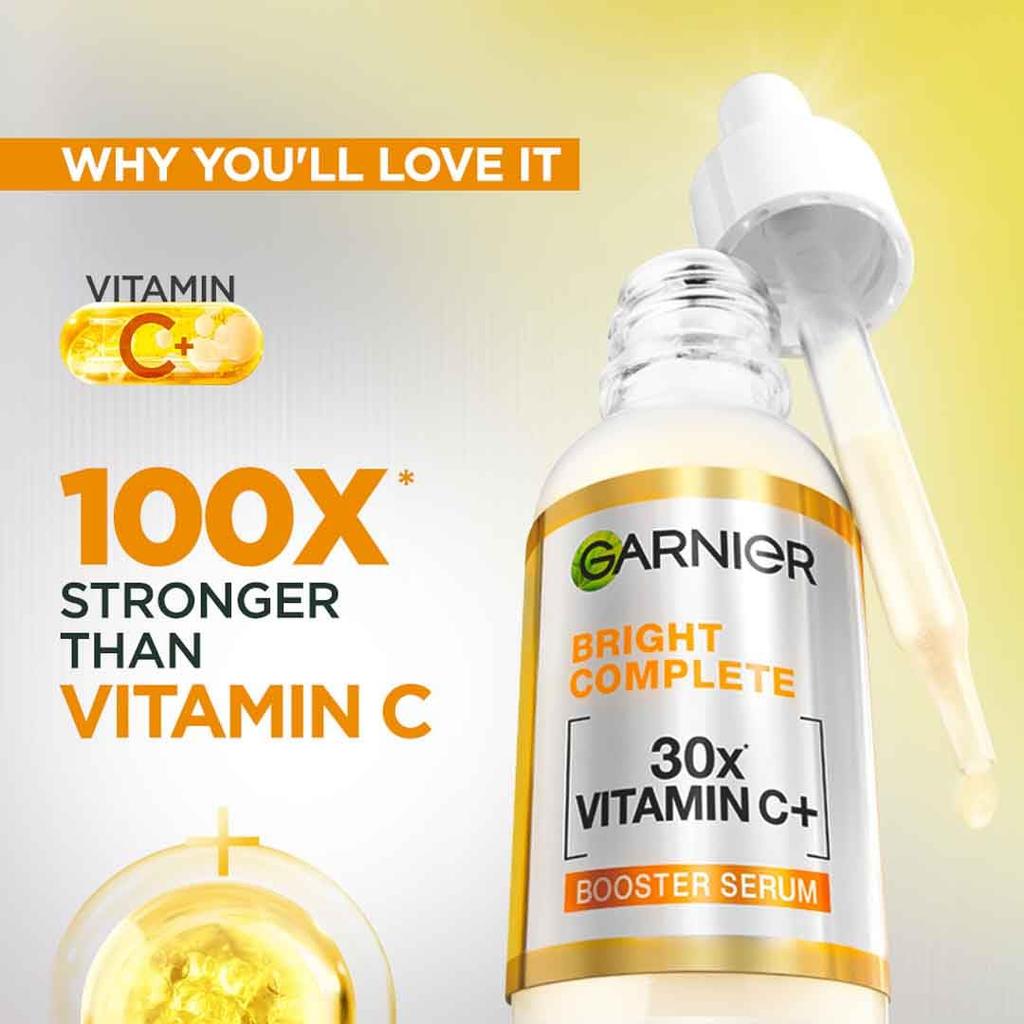 Garnier Vitamin C + Face Serum for Skin Brightening & Anti-Dark Spots|100X Stronger than Vit C |2% Niacinamide 0.5% Salicylic Acid/BHA | 30ml