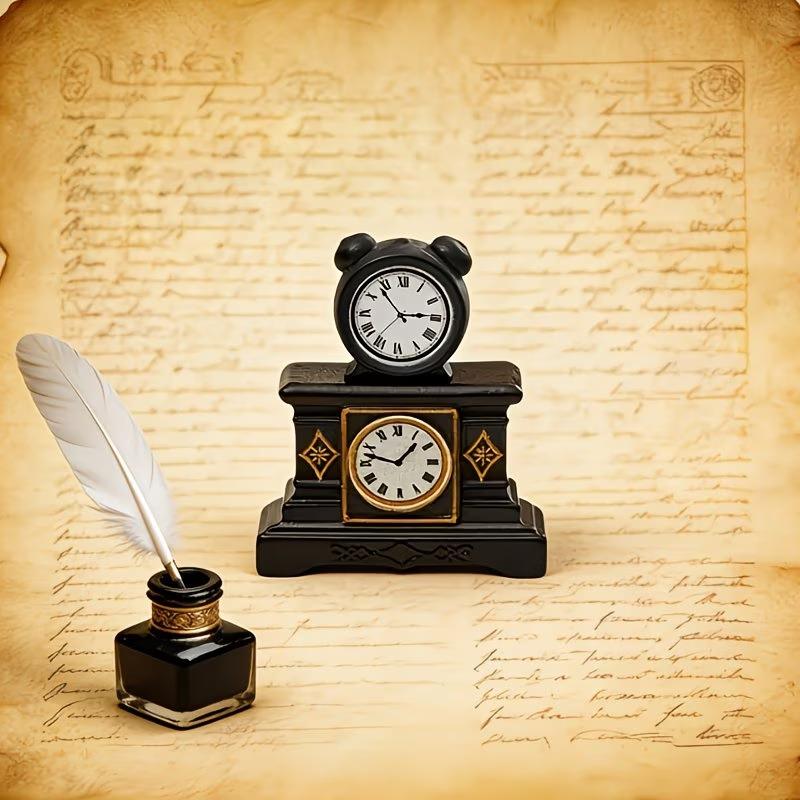 2Pcs Doll House Accessories Diy Dollhouse Miniature Wall Clock European Vintage Clock Furniture Model Decor Toy