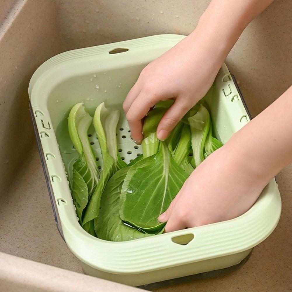 Retractable Fruits Cleaning Basket Large Capacity Vegetable Washing Basin  Vegetable Washing