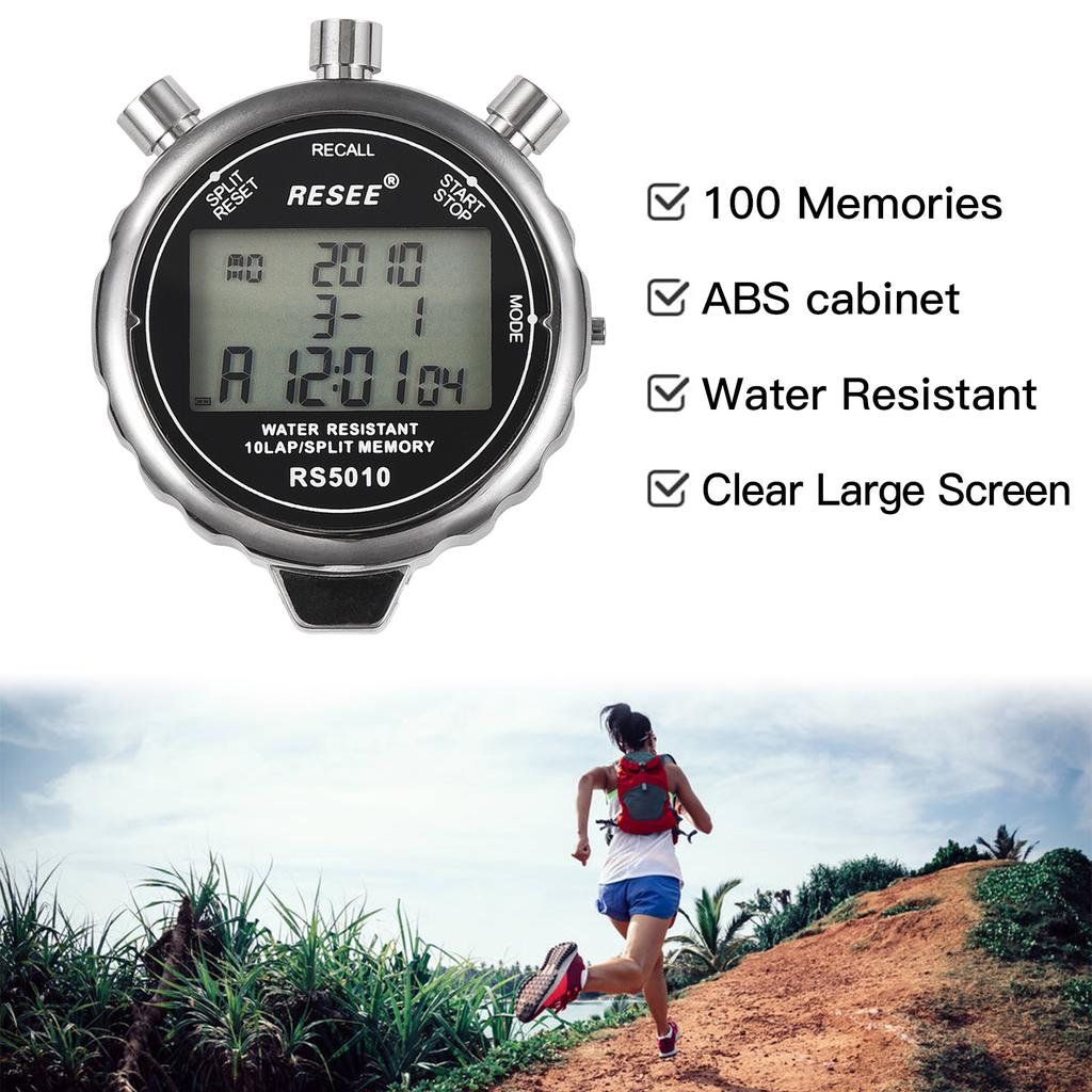 Digitale Stoppuhr für Leichtathletiktrainer, 1/100 Sekunde genaue Zeitmessung mit Countdown