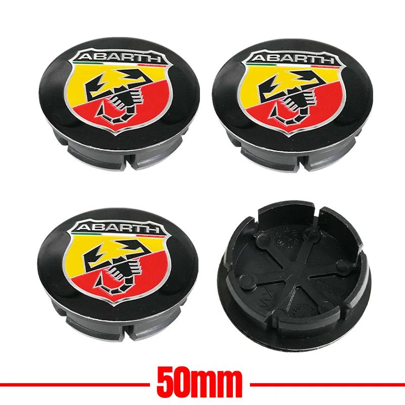 4pcs 3D 50mm logo car emblem Wheel Center Hub Cap auto Rim refit dust-proof badge covers emblem accessories For FIAT Abarth