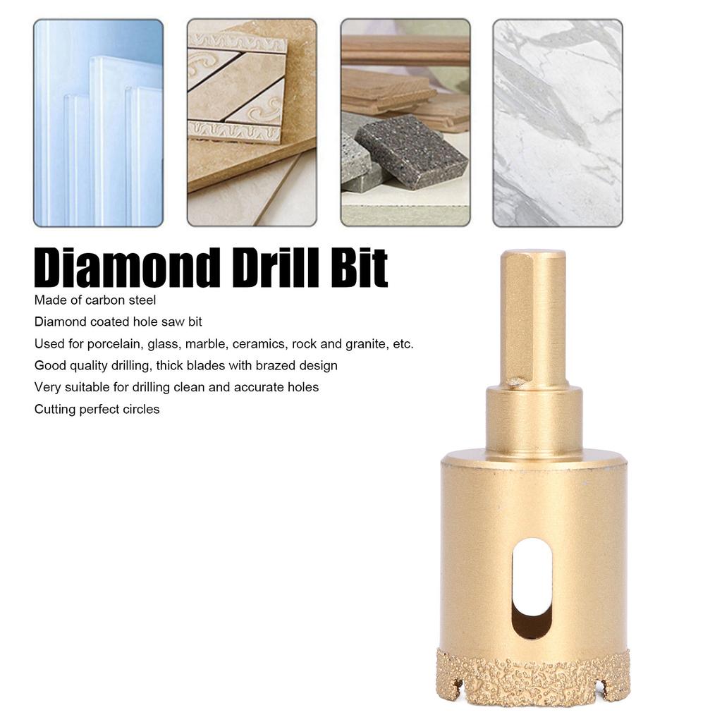 Gold Tone Hole Saw Drill Bit Diamond Grit Brazed Drill Bit New Diamond Core Drill  for Tile