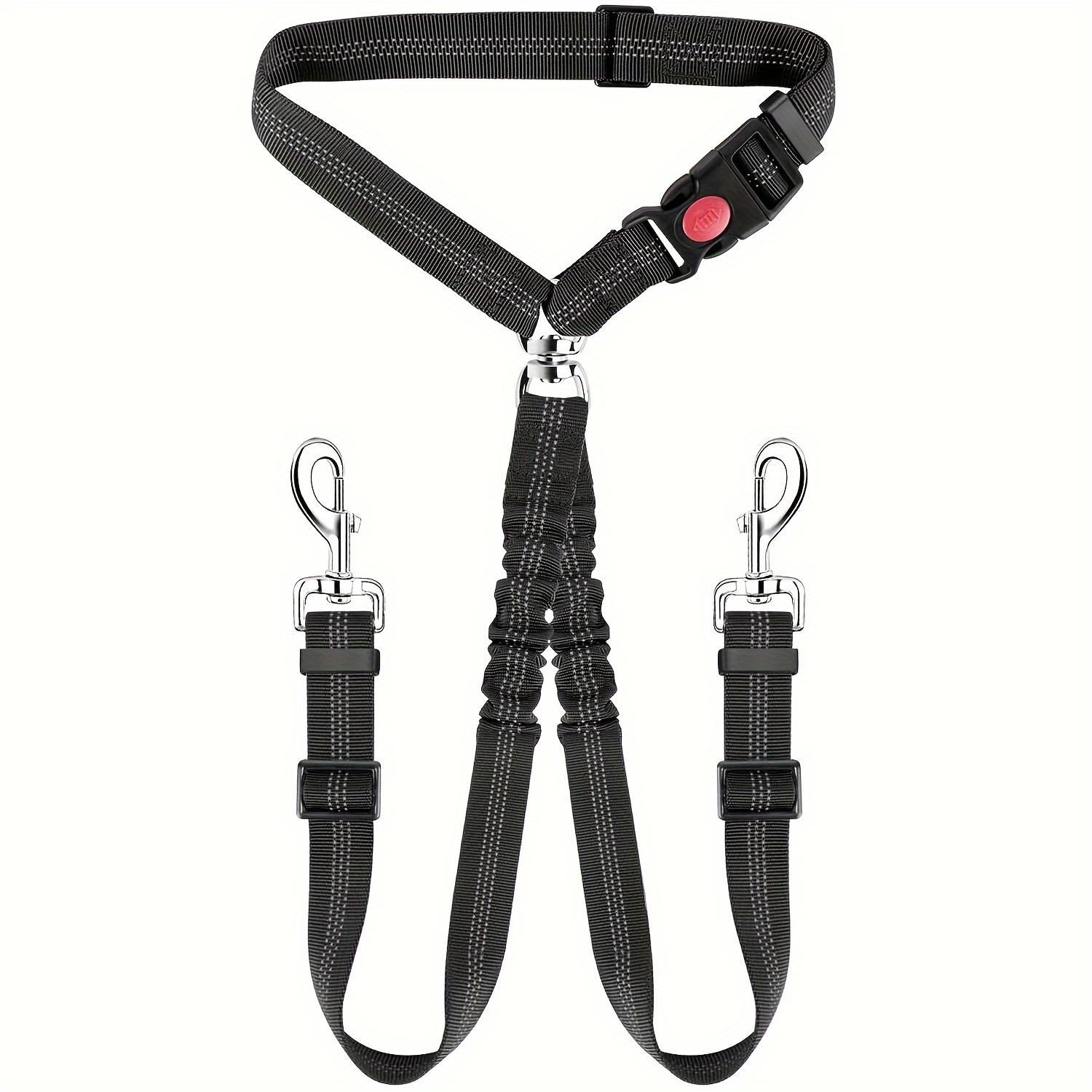 

1Pcs Pet Dog Seat Belt Car Supplies Dog Cat Car Fixed Dog Chain Buffer Traction Car Safety Rope One Belt Two Dog Leash 46-80CM чорний